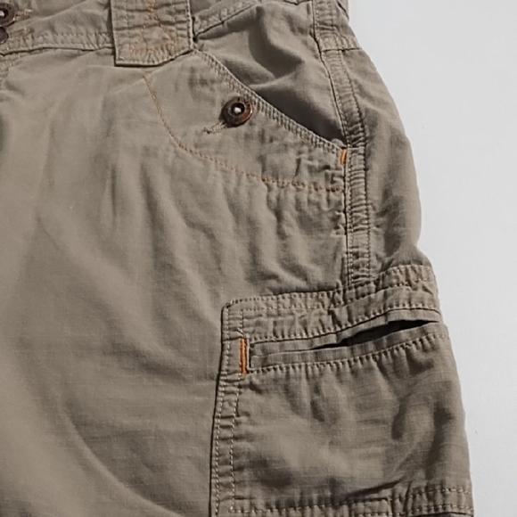 Tan Cargo Shorts with Lightweight Cotton Design Orange Stiching - Picture 4 of 11